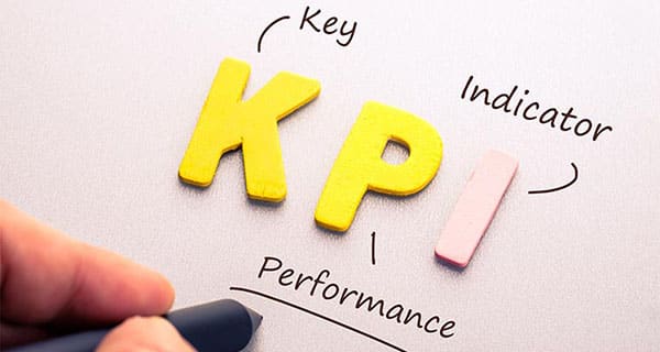 Wood letter of KPI abbreviation with hand writing definition